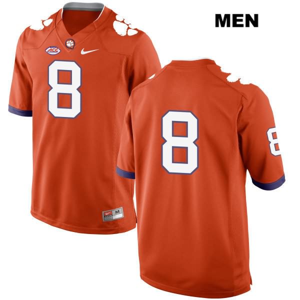 Men's Clemson Tigers #8 Justyn Ross Stitched Orange Authentic Style 2 Nike No Name NCAA College Football Jersey TBI0446PY